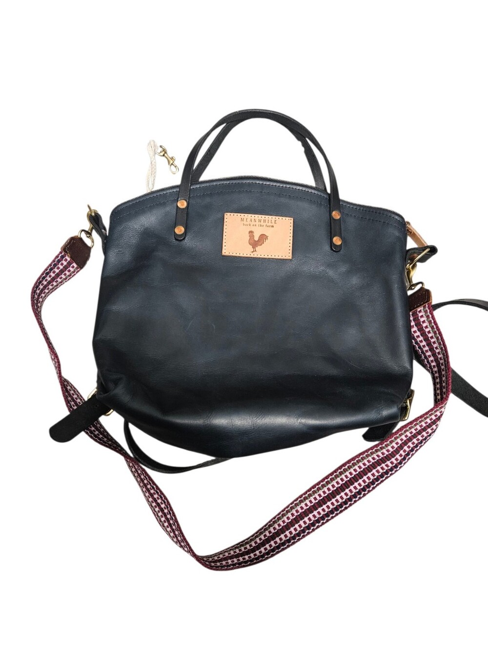 Meanwhile Back On The Farm Black Leather Backpack Tote Bag